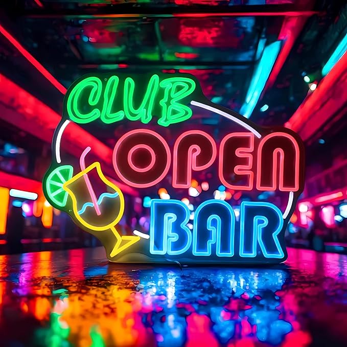 Open Bar Neon Sign Definition Bar Signs, Led USB Powered Bright Happy Hour Neon Light for Wall Decor Bar Pub Man Cave Party Art Decor