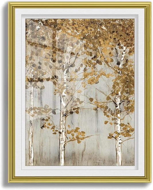 crmotu Birch Tree Wall Art, Forest Wall Art, Large Wall Decor, Autumn Woodland Framed Prints, Rustic Landscape Canvas Painting, Picture Wall Decor Living Room, Bedroom Kitchen Office Art 31X43 Inch