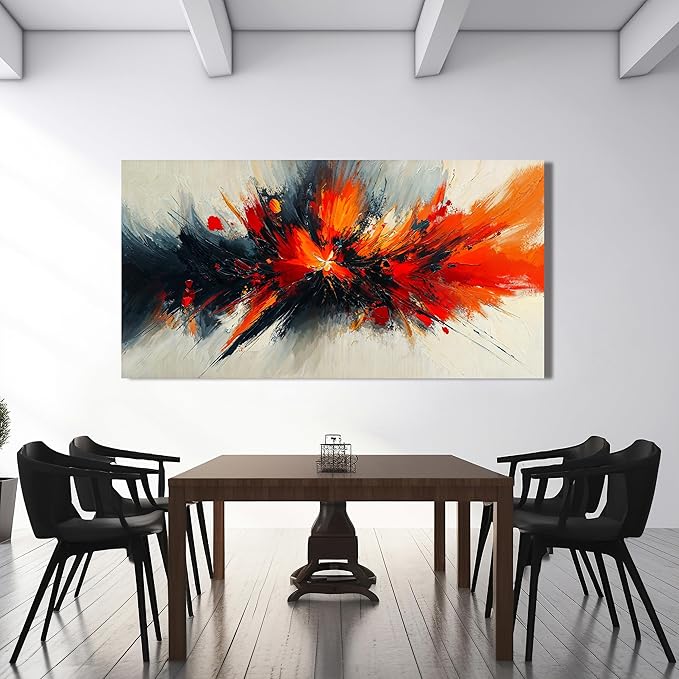 Abstract Canvas Wall Art Decor Large Black and White Wall Art Decor Large Artwork for Walls Wall Pictures for Living Room Modern Abstract Red Wall Art Prints Bedroom Office Wall Decor 29" X 58"