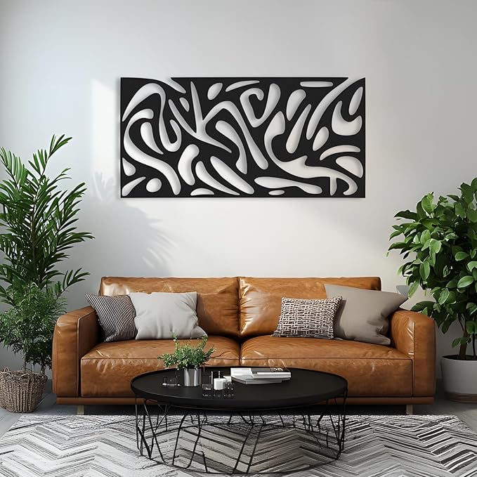 kuestboy Abstract Metal Wall Art, Modern Geometric Sculpture for Wall Decor, Line Art for Living Room, Entryway, Office, Black Steel Gallery Piece for Indoor Home Decor (39" X 20" | 100X50cm)