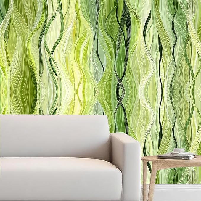 Nuxovilar Green Leaf Botanical Textured Peel and Stick Wallpaper, 15.75"x39.37", Self-Adhesive Contact Paper, Nature-Inspired Pattern for Bedroom, Living Room and Table Decor