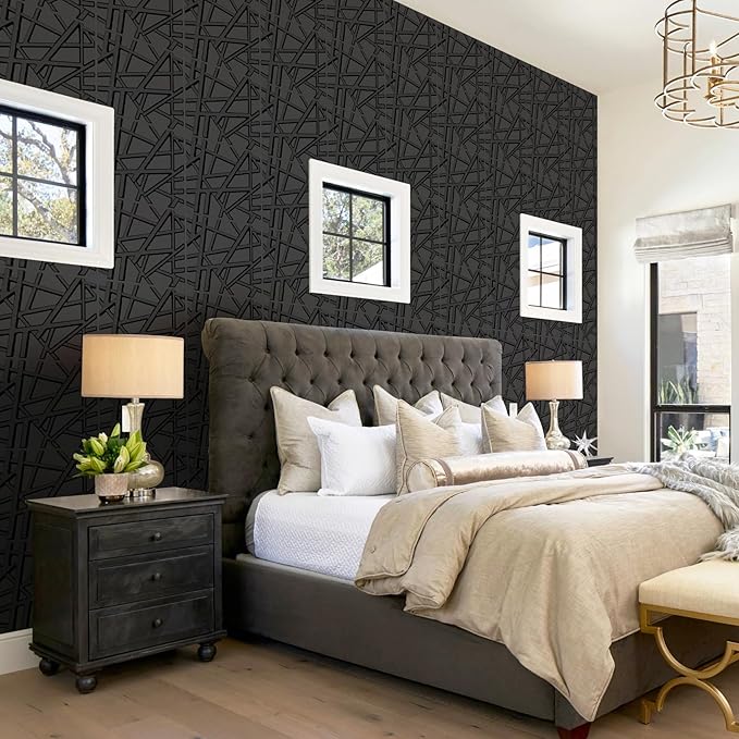 33 Pack 3D Wall Panels for Interior Wall Decor, 12''x12'' Black Accent Textured Wall Panels, Wall Covering Panles for Living Room, Gaming Room, TV Background, Cover 32 Sq.Ft