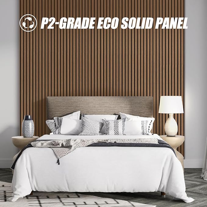 4 Pack 94.5" × 11" Wood Panels for Wall, Acoustic Soundproof Wall Slat Panels, 3D Wall Panels for Home Office Decoration, Walnut