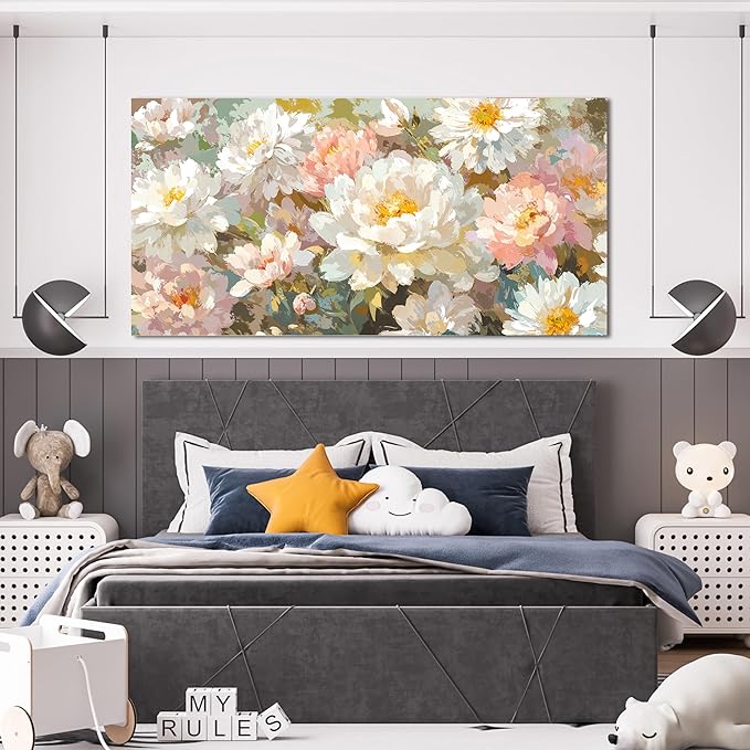 Canvas Wall Art Decor Large Wall Art for Living Room Colorful Flowers Wall Art Prints Artwork for Walls Botanical Wall Art Pictures Modern Canvas Art Wall Decor Bedroom Office Decorations 24" X 48"