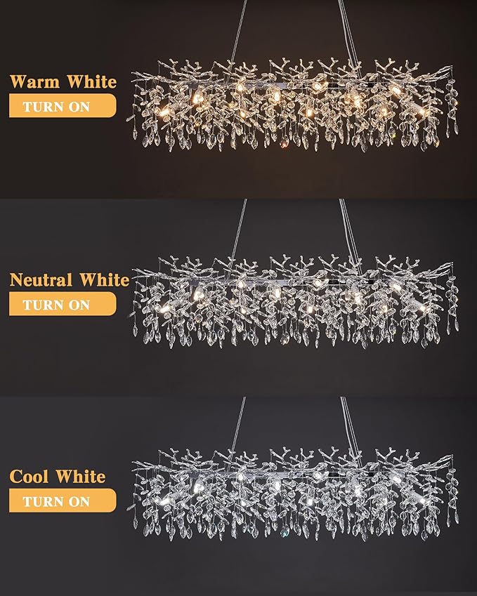 Modern Tree Branch Crystal Chandelier Luxury Silver Crystal Pendant Lighting 47.2" Contemporary 14-Light Chandeliers for Dining Room Kitchen Bedroom Living Room