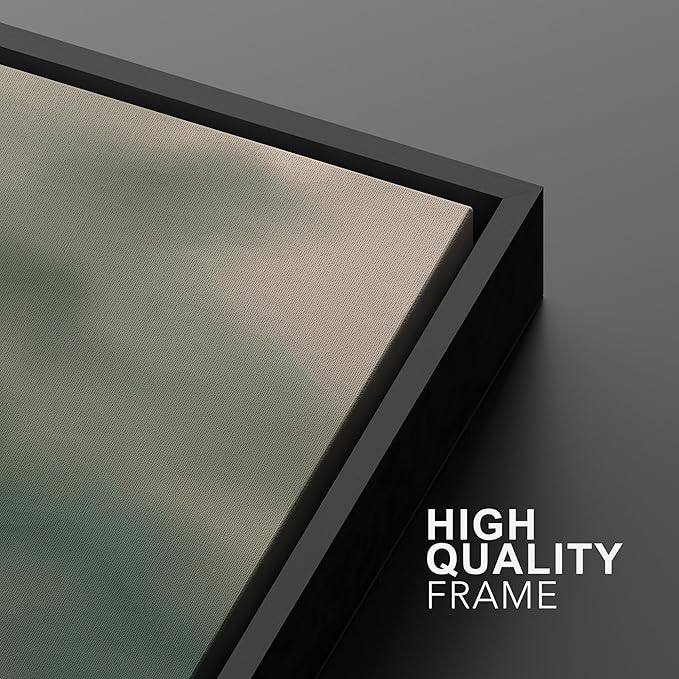 MUDECOR Framed Wall Art Print Set Soft Green Cloudscape Tranquil Abstract Nature Illustrations Modern Art Boho Decorative Colorful Chic for Living Room, Bedroom, Office - 24"x36"x3 Black