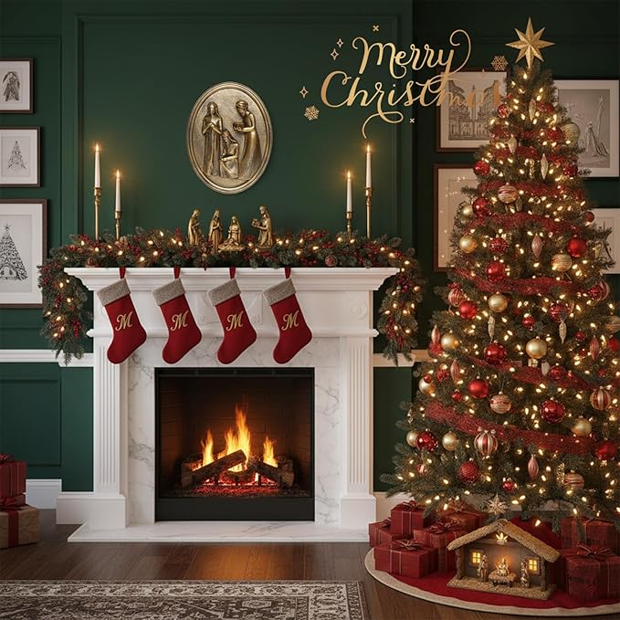 Antique Wall Decor Oval with 3D Three Wise Men for Holy Family, Framed Gold Vintage Wall Art Nativity Set Christian Christmas Decorations For Living Room Bedroom Hallway