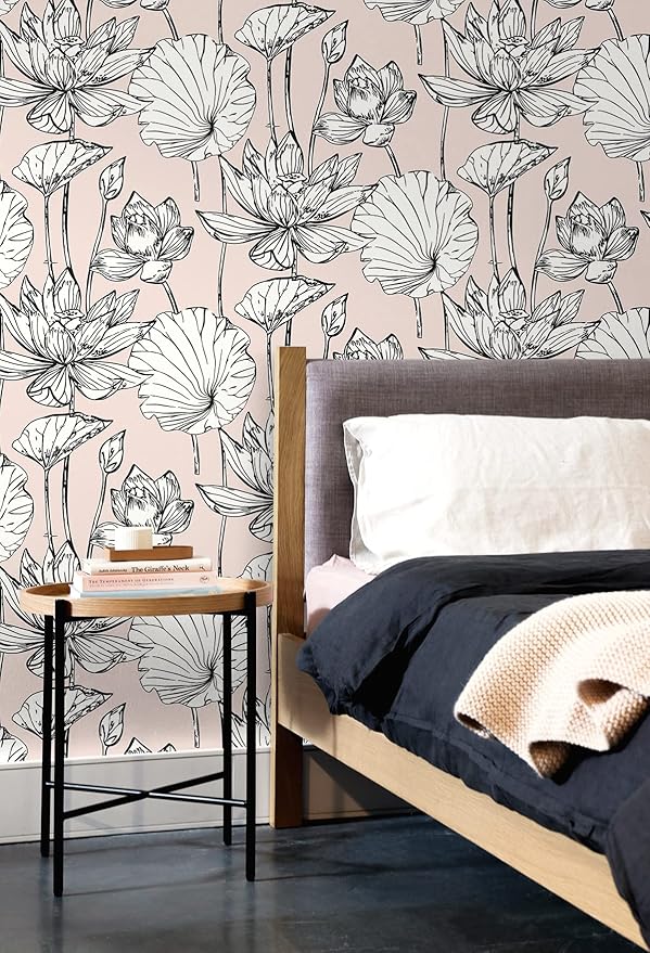 NextWall Lotus Floral Peel and Stick Wallpaper (Pink)