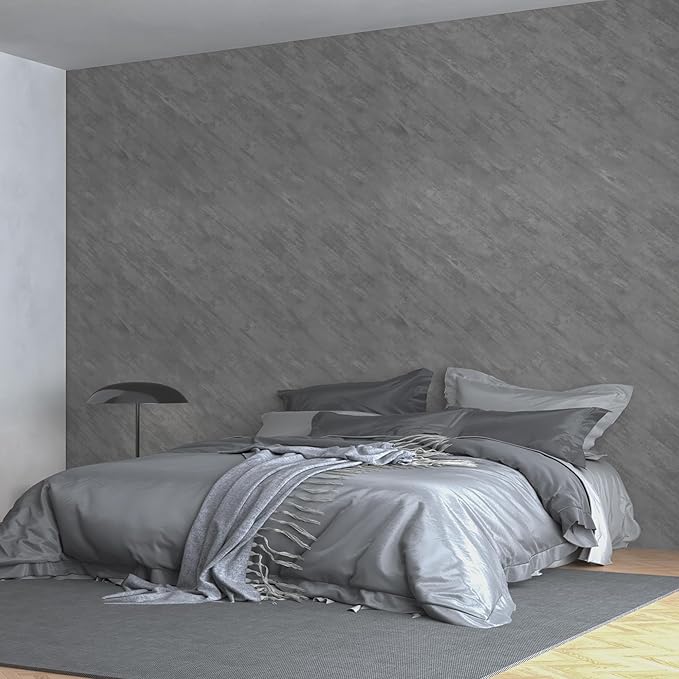 31"×157" Wide Thick Grey Concrete Wallpaper Peel and Stick Removable Gray Concrete Cement Contact Paper Vinyl Wrap Matte Textured Wall Sticker for Bedroom Bathroom Garage Coffee Room Walls