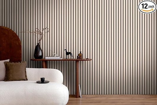 A.S. Création Non-Woven Wallpaper with Wall Panel Motifs 0,53 x 10,05 m - Beige Grey Black - Wood Look Wallpaper Made in Germany - 786283