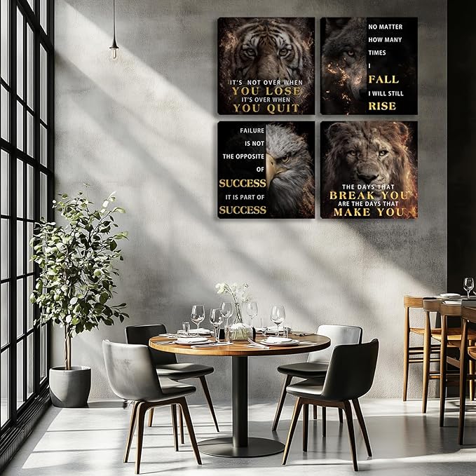 Motivational Wall Decor for Living Room Inspirational Wall Art for Office Workplace Canvas Wall Art Painting Poster Prints Artwork 12"x12"x4