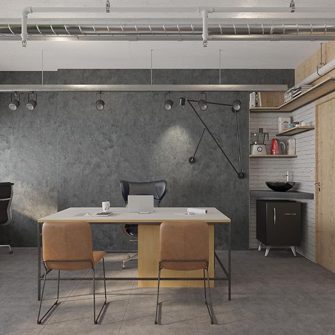 31"×354" Big Roll Large Size Dark Blue Grey Concrete Wallpaper Peel and Stick Wide Thick Glossy Adhesive Gray Concrete Cement Contact Paper Vinyl Wall Sticker for Bedroom Living Room Gym Walls