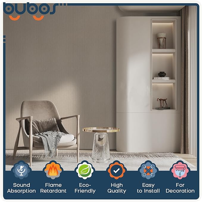 BUBOS 5 Pack Large Acoustic Panels,47.2" X 23.6" Acoustical Wall Panel,Self-Adhesive Sound Proof Panel for Office, Decorative Soundproof Wall Panels for Home Studio (Camel 2)