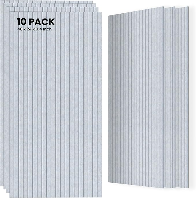 10 Pack Sound Proof Panels for Walls,48 x 24x 0.4 Inch Sound Deadening Panels,Large Acoustic Panels for Media Room, Office and Studio,Light Camel