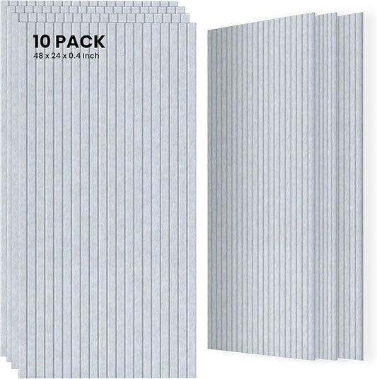10 Pack Sound Proof Panels for Walls,48 x 24x 0.4 Inch Sound Deadening Panels,Large Acoustic Panels for Media Room, Office and Studio,Light Camel