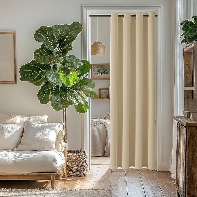 ChrisDowa Blackout Curtains 72 inches Long for Bedroom - Grommet Thermal Insulated Room Darkening Curtains for Living Room (1 Panel, Biscotti Beige, 52 x 72 Inch)