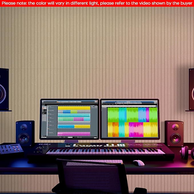 BUBOS 5 Pack Large Acoustic Panels,47.2" X 23.6" Self-Adhesive Acoustical Wall Panel, Sound Proof Panel for Office, Decorative Soundproof Wall Panels for Home Studio (Camel 1)