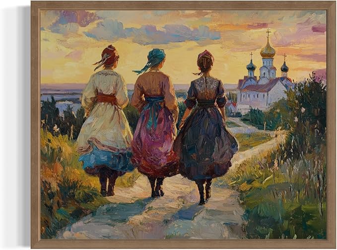 Russia Art Print Poster, Asia Oriental Countries Culture Wall Art Asian Paintings for Bedroom Bathroom Living Room Decor 97 (Russia, 24 x 36 inches, Wood Frame)