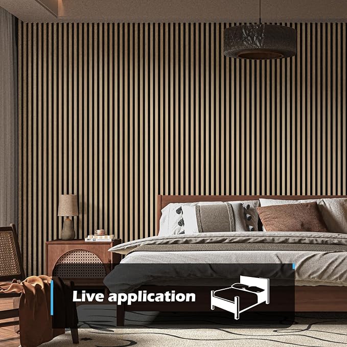 Art3d 2-Pack 48" x 24" Acoustic Wood Panels for Wall, Soundproof Wood Slat Panel for Wall and Ceiling, 3D Fluted Sound Absorbing Paneling for Interior Wall Decor, Living Room, Bedroom - Peach