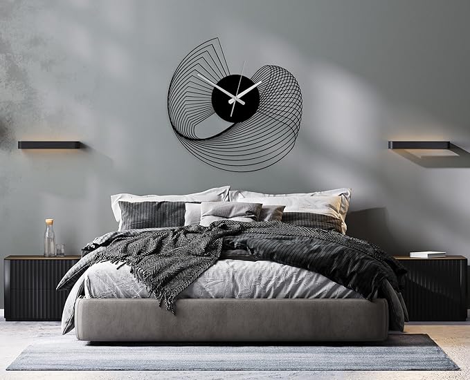 Abstract Large Metal Wall Clock - Modern Kinetic Sculpture Wall Art | Unique Geometric Silent Clock for Living Room, Office & Contemporary Home Decor (80x80 cm / 32x32 inches)