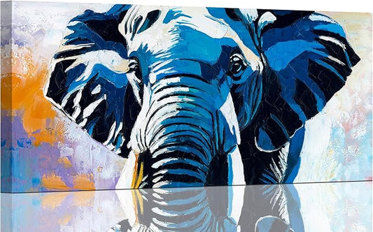 AmoyArt Elephant Wall Art for Living Room, Animal Canvas Wall-Decor for Bedroom, Colorful Print Picture for Home, Large Size 58x29 Inches