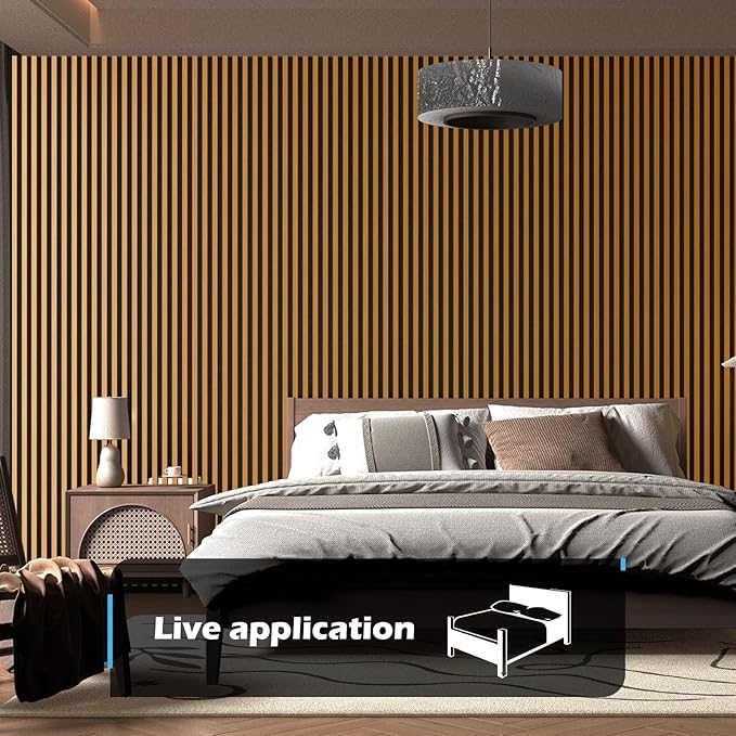 Art3d 2pcs-104 x 15.75in Slat Acoustic Panel for Wall and Ceiling, 3D Fluted Sound Absorbing Panel with Wood Finish, Teak