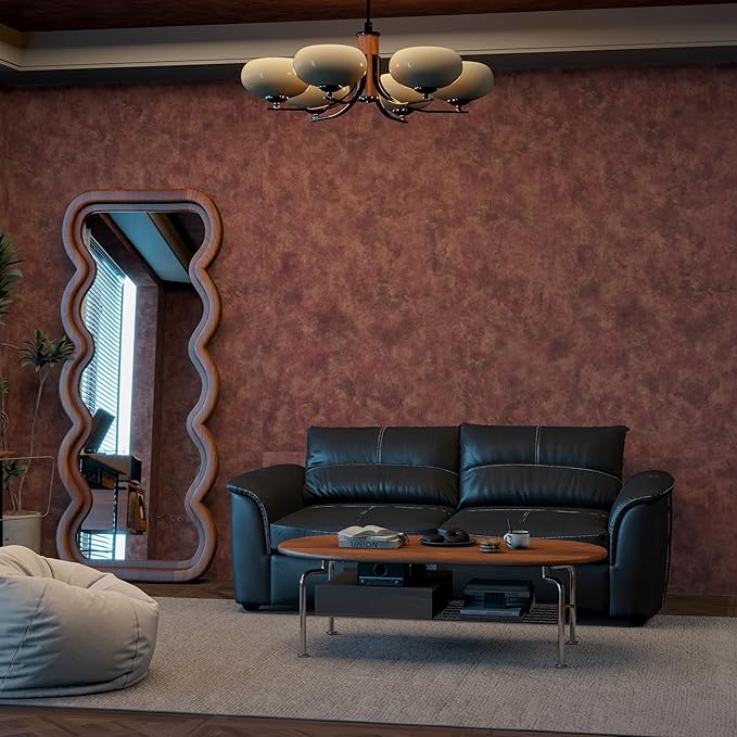 JSEVEM 31"×591" Large Size Extra Wide Thick Luxury Red Gold Rusty Concrete Wallpaper Peel and Stick Gorgeous Metallic Concrete Contact Paper Vinyl Wrap Sticker for Bedroom Bathroom Living Room Walls