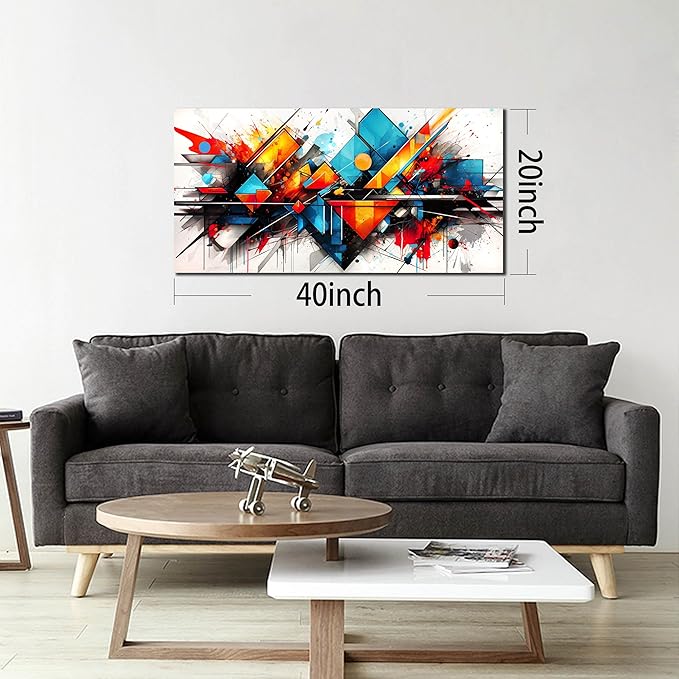 CIRABKY Abstract Pictures for Living Room Wall Decoration - Colorful Room Wall Decor for Bedroom - Modern Office Wall Art Size 20" x 40"