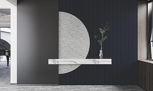 106" x 12.6" Acoustic Wood Wall Paneling, Decorative Sound Proof 3D Slat Panels for Walls and Ceilings (Set of 20) (Dark Blue)