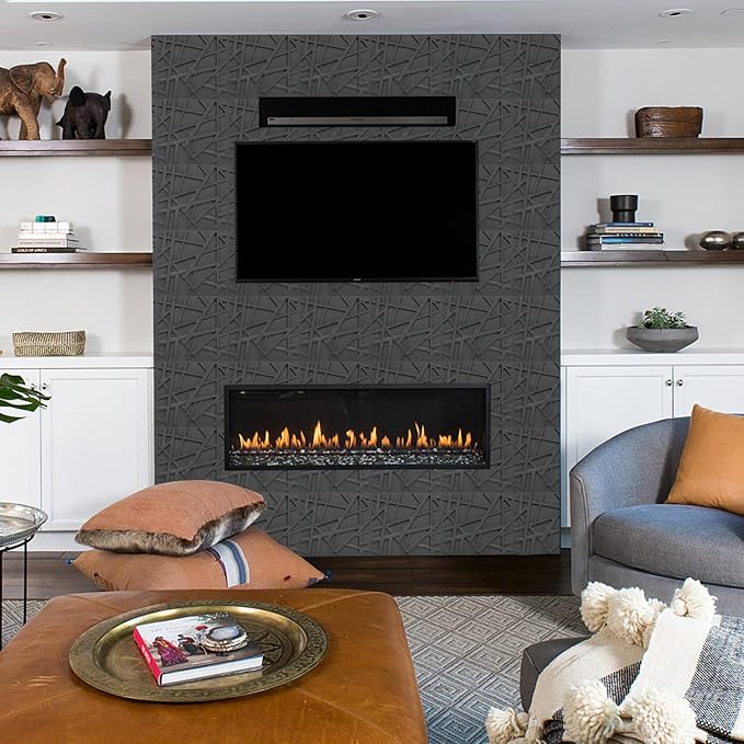 33 Pack 3D Wall Panels for Interior Wall Decor, 12''x12'' Brushed Silver Accent Textured Wall Panels, Wall Covering Panles for Living Room, Gaming Room, TV Background, Cover 32 Sq.Ft