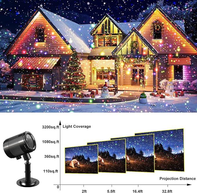 Christmas Laser Projector Light Outdoor: RGB 3 Colors Firefly Moving Laser Lights, IP65 Waterproof Star Projector Lights Show Decor for Garden Yard Holiday Party, Christmas Halloween New Year Gift
