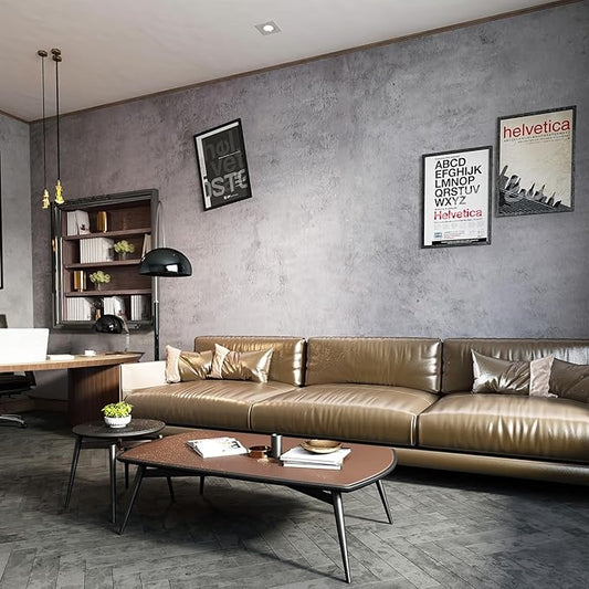 TOTIO Blue Grey Gradient Gold Concrete Contact Paper Light Gray Peel Stick Wallpaper 16x354inch Air Guide Slot Design Matte Thick Self-Adhesive Waterproof Metallic Industrial Style Vinyl Wall Sticks