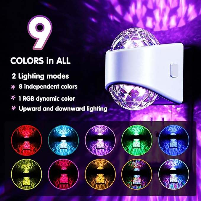 L LOHAS LED Night Light for Kids,Plug in Night Light with Light Sensor,Multi-color Projector Light for Kids Playroom Ceiling Decor Home Theater Party