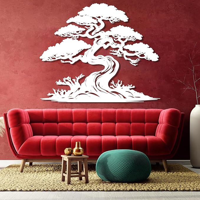 LARNT Tree of Life Metal Wall Art, Tree of Life Decor, Metal Branch Art for Wall, Nature Hanging, Farmhouse Sign, Living Room Wall Decor (Silver 2, 30L x 25W)