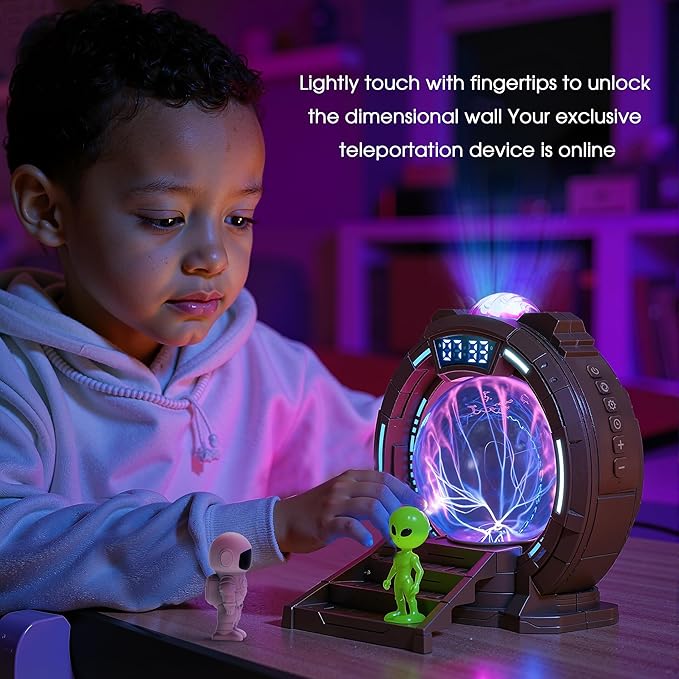 L LOHAS LED Galaxy Projector Night Light, Space Portal Night Light with Static Electricity Ball with Stargate, White Noise Sound Machine, Bluetooth Music, Clock/Timing Globe Lamp for Bedroom