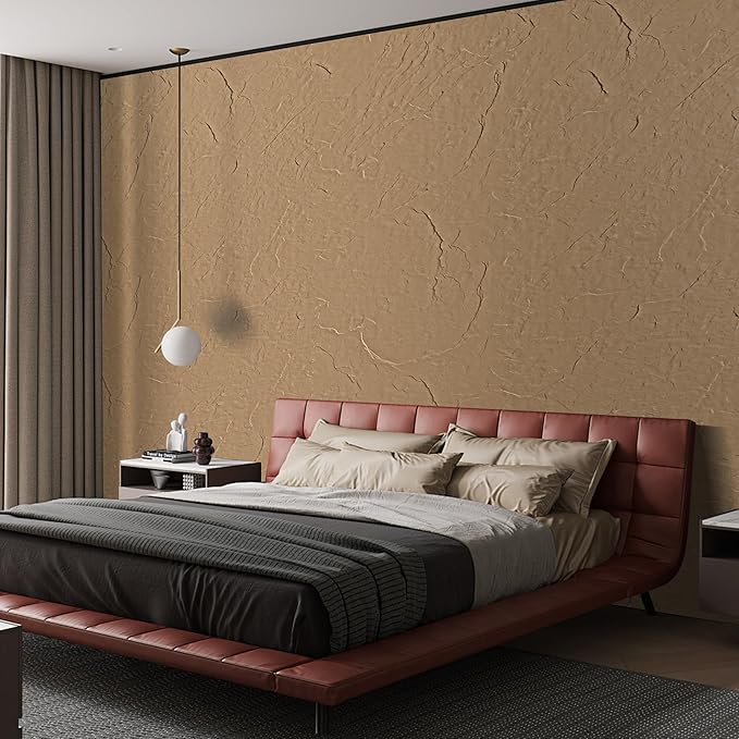 KASARO 3D Faux Stone Wall Panels, 4 PCS MCM Flexible Wainscoting Panels for Exterior/Interior Decor, Modified Clay Material, Accent for Home, Art, Commercial, Stone Yellow, 47.2 × 23.6 inch