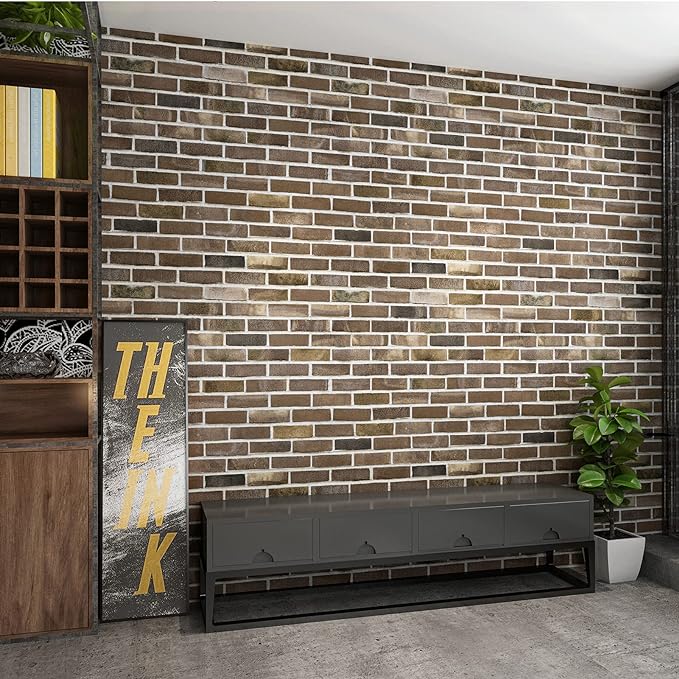 Art3d 10-Pack 52.5 Sq.Ft Faux Brick 3D Wall Panels Peel and Stick in Gray Brown, Self Adhesive Waterproof Foam Wallpaper for Bedroom, Bathroom, Kitchen