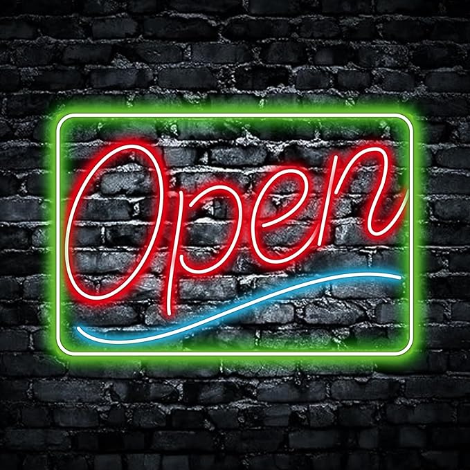 Open Neon Sign Definition Bar Signs, Led USB Powered Bright Open Neon Light for Wall Decor Bar Pub Man Cave Party Art Decor