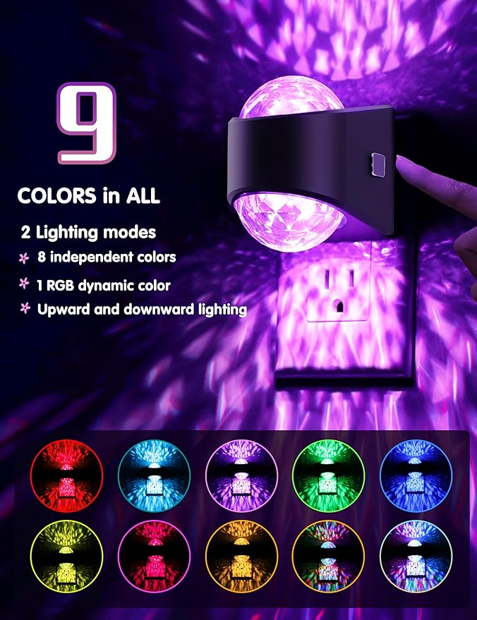 L LOHAS LED Night Light for Kids,Night Light Projector with Dusk to Dawn Sensor,9 Color Changing, Star Projector Galaxy Nightlight for Playroom Christmas Party Birthday Gifts