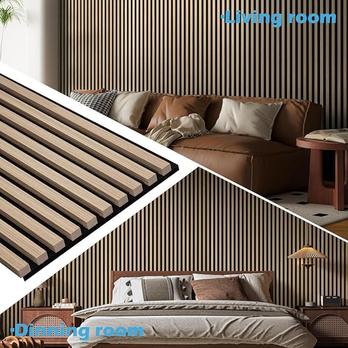 Art3d 2-Pack 48" x 24" Acoustic Wood Panels for Wall, Soundproof Wood Slat Panel for Wall and Ceiling, 3D Fluted Sound Absorbing Paneling for Interior Wall Decor, Living Room, Bedroom - Peach