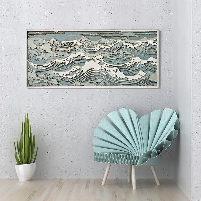 NEODECO Parametric Wood Waves wall decor, 3D wood wall sculpture, Waves in the Stormy Ocean Wood Wall Art, Abstract wall decor, Acoustic wall panel (Medium)