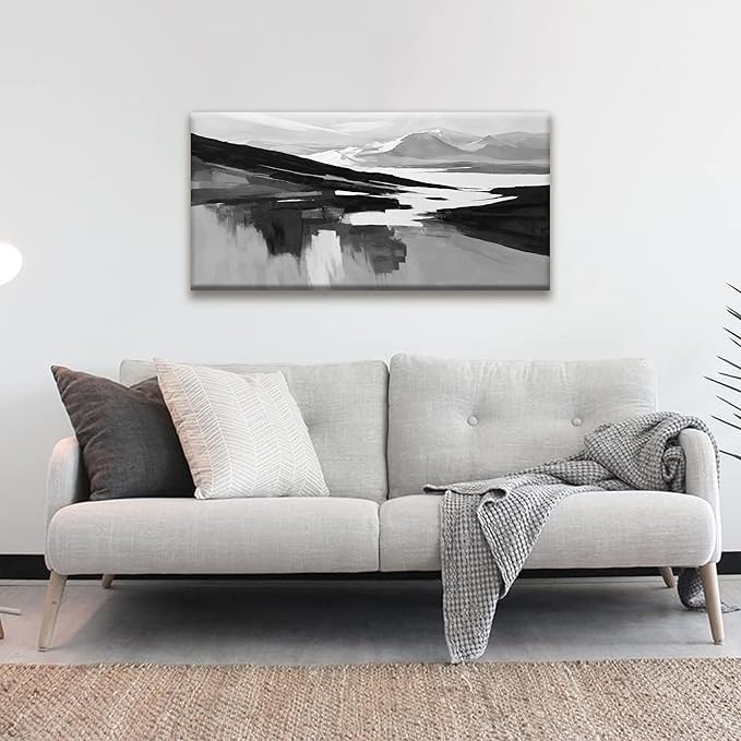 Abstract Canvas Art Wall Decor Black White Wall Art Painting Abstract Black Wall Art Prints Minimalist Decor Artwork For Bedroom Kitchen Office Bathroom Artwork 20"×40"