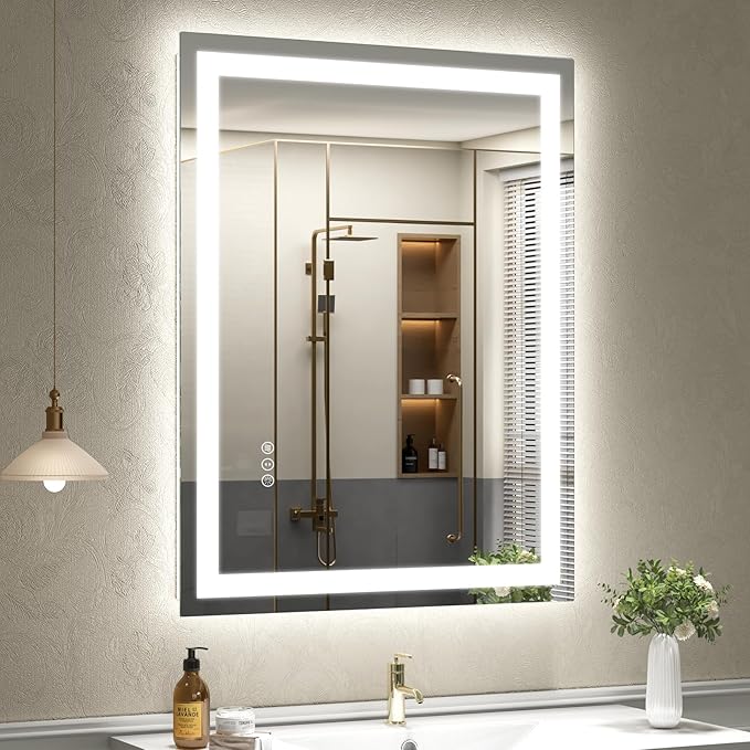 28x36 LED Mirror for Bathroom, Lighted Vanity Mirror for Wall, Dimmable, Anti-Fog, Shatter-Proof, ETL Listed (Front Lights + Backlit)