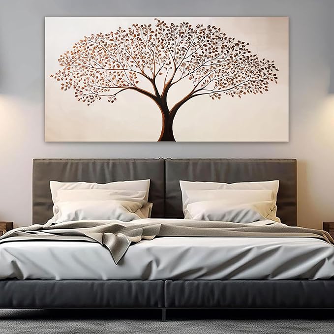 Canvas Art Wall Decor Modern Tree of Life Wall Art Prints Minimalist Botanical Wall Art Decorations Large Wall Art for Living Room Browm Artwork for Walls Bedroom Office Decor Aesthetic 24" X 48"