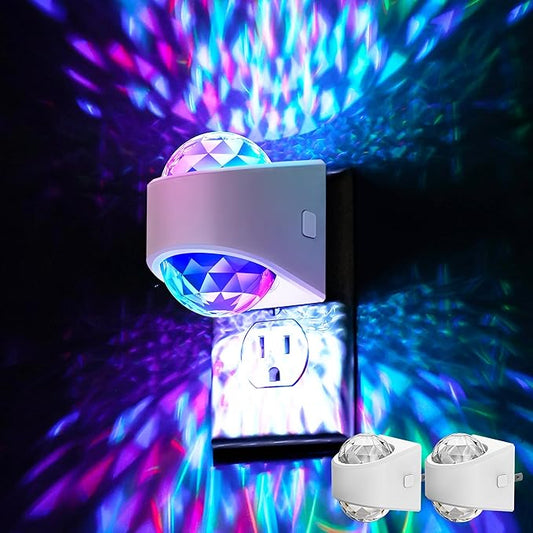 Night Lights Plug into Wall, Star Projector for Bedroom, Night Light Projector for Kids, 9-Color RGB Galaxy Nightlight with Dusk to Dawn Sensor for Bathroom, Home Gaming Room Decor Gifts，2 Pack