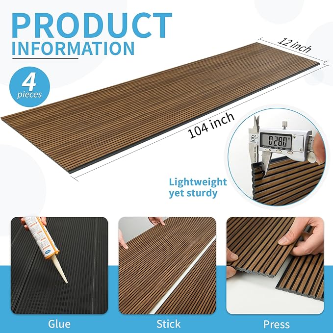 Art3d 4-Pack Glue-On Fine Bar Wainscoting Panel for Interior Wall Decor - 104 x 12 Inch Polystyrene Ultralight Slim Slat Wall Panels for Living Room Bedroom, Rosewood