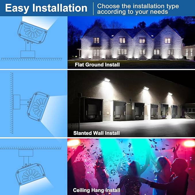 LED Wall Washer Lights RGBW 5000K Color Changing with RF Remote, Dimmable 144W Flood Lights for Church, Bridge, Hotel, Yard, Party, Wedding, Building Wall Decorations