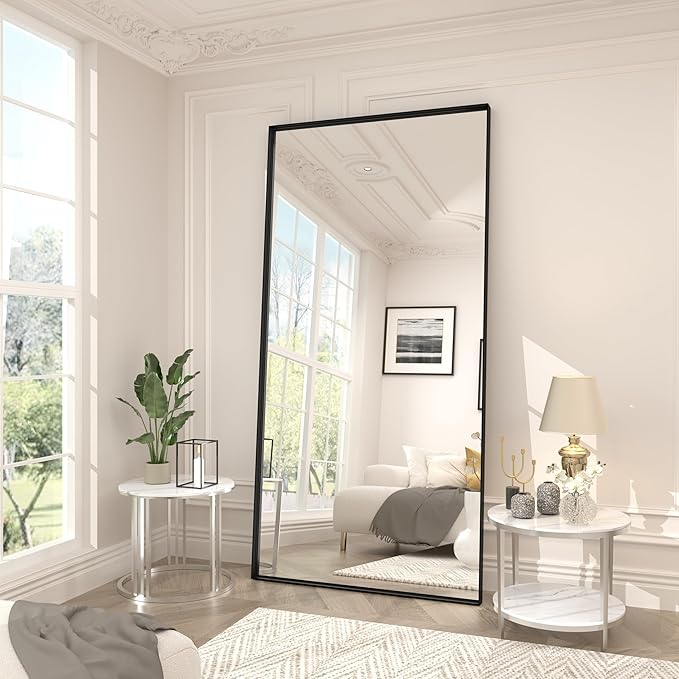 72x36 Inch Black Mirror for Bathroom, Large Matte Black Bathroom Vanity Mirrors, Square Corner Black Rectangle Bathroom Mirror, Anti-Rust, Shatter-Proof (Horizontal/Vertical)