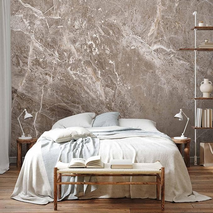 artgeist Wall Mural Abstract 118x83 in - XXL Non-Woven Wallpaper Fleece Wall Decor Photo Print Picture Image Design Marble Beige Stone Wall f-B-10028-a-a