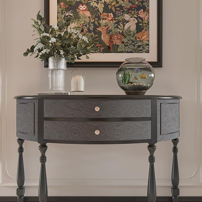 16"x354" Dark Grey Peel and Stick Wallpaper Growth Rings Wood Textured Contact Paper Modern Removable Vintage Self Adhesive Faux Natural Wooden Paper Neutral Matte Vinyl Wrap for Countertop